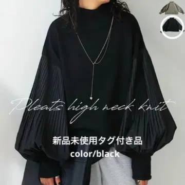 antiqua/pattern 토르소 플리츠 슬리브 도킹 니트