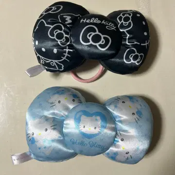 헬로키티 리본 헤어 액세서리 스카이블루 천사 블랙 2개 세트