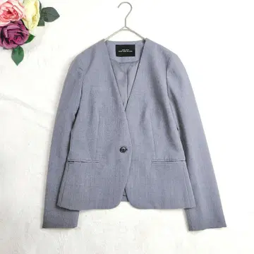 새상품급 워셔블 그린 라벨 릴랙싱 노카라 자켓 그레이 38