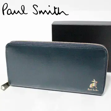 미사용 박스 포함 폴스미스 토끼 모티브 라운드 지퍼 장지갑 네이비