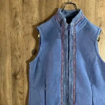 90s 플리스 베스트 보아 파이핑 풀 집업 구제 의류 보라색 M V1