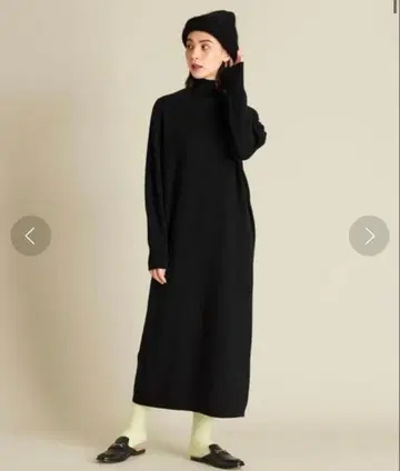 뷰티앤유스 밀라노 리브 터틀넥 니트 원피스 블랙 M