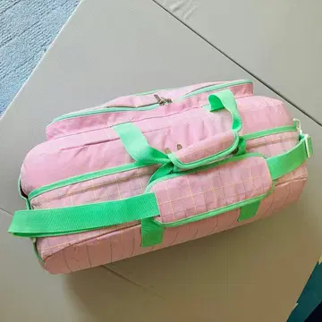 FILA제 핑크 대형 체크 무늬 보스턴 백