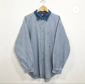 타미힐피거 데님 셔츠 90s 로고 메탈 버튼