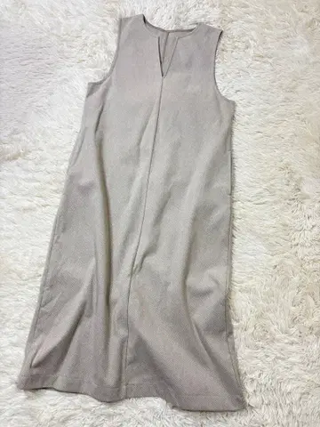 KEYUCA 헤링본 기모 오버롤 스커트 원피스 / 아이보리