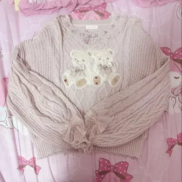 리즈리사 곰 니트 A 핑크