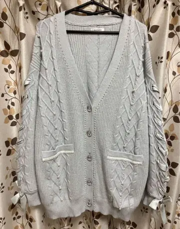 [NOEMIE] 색스 리본 레이스업 펄 가디건 양산형 히메 스타일