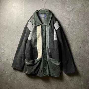 빈티지 자켓 다크 컬러 원단 옷깃 절개 레트로 버튼