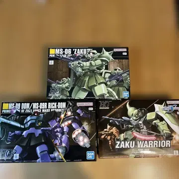 HG 돔 & 자쿠 II & 자쿠 워리어 3종 세트