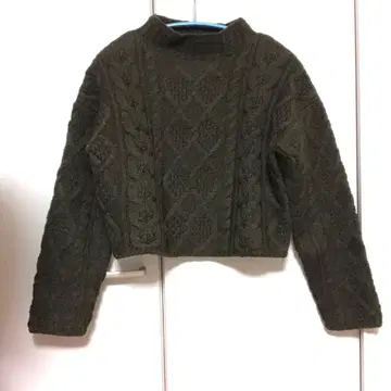 B:MING by BEAMS 하이넥 니트 스웨터 그린 크롭