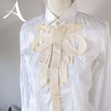 [일본제] A 에이스 리본 모티브 긴팔 셔츠 화이트 셔츠 포멀에도