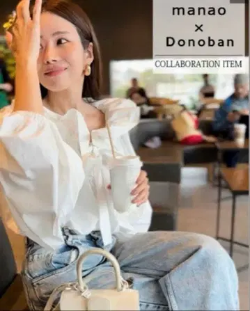 manao x Donoban 콜라보 리본 돌먼 슬리브 블라우스