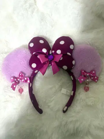 디즈니 미니 머리띠 보라색 퍼플 도트