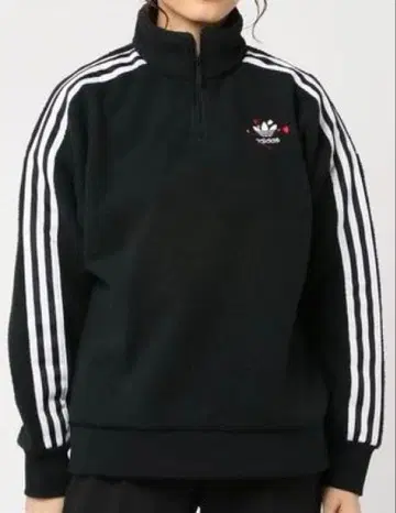 adidas 하프 지퍼 보아 맨투맨 블랙