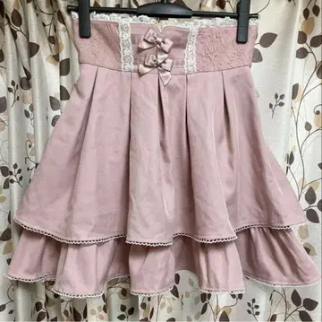 시크릿 허니 벨트 레이스 2단 캉캉 스커트 핑크 양산형 히메 스타일