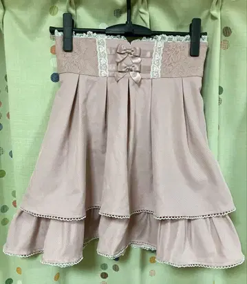 시크릿 허니 벨트 레이스 2단 캉캉 스커트 핑크 양산형 히메 스타일