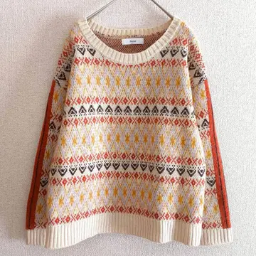 s0760 [ Discoat ] 페어아일 긴팔 니트 스웨터 두꺼운 원단