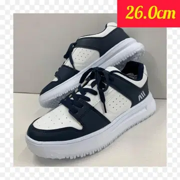 26.0cm 새상품 남성용 통굽 인조 가죽 신발 화이트 네이비