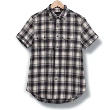 바나나리퍼블릭 반팔 셔츠 체크 무늬 그레이 남성용 S 사이즈 플란넬 셔츠