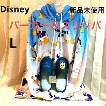 미사용 새상품 Disney 도널드 덕 후드티 & 슬리퍼 L 무료배송
