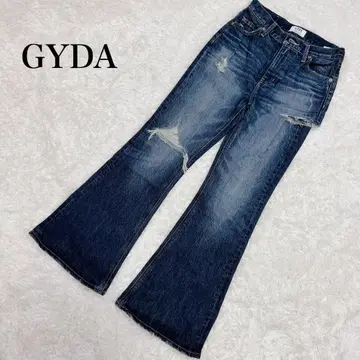 새상품급 GYDA 미들 허리 SIDE RIPPED 플레어 데님 팬츠