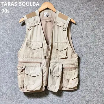 TARAS BOULBA 90s 베이지 아웃도어 베스트 6 포켓