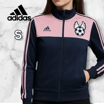 레어 adidas 저지 상의 여성용 S 핑크 x 네이비 축구