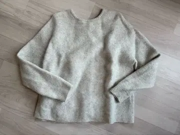 리버서블 니트 스웨터 래글런 아이보리 긴팔