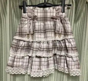 [새상품급] MARS 프리메로 허리 레이스업 3단 프릴 스커트 핑크