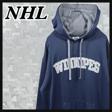 NHL 하키 후드티 맨투맨 자수 남성용 US 사이즈 M 네이비