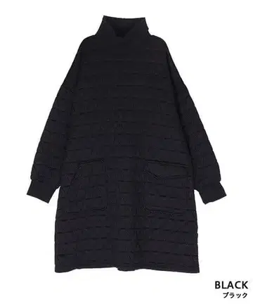 [택 포함 새상품] 퀼팅 긴팔 하이넥 드롭 숄더 튜닉