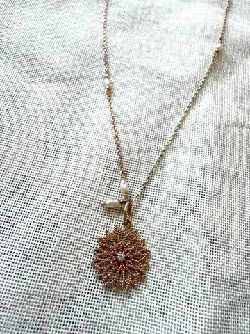 아가트 agree 펄 장식 목걸이 & 시스루 참 세트