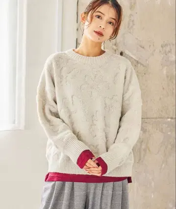 studio CLIP 꽃 패턴 니트 풀오버 F 사이즈