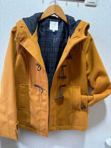 머스타드 더플 코트 후드 부착