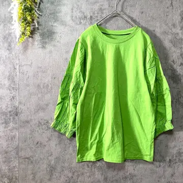 택 포함 새상품 아즐 5부 소매 티셔츠 상의 소매 절개 개더 루즈핏