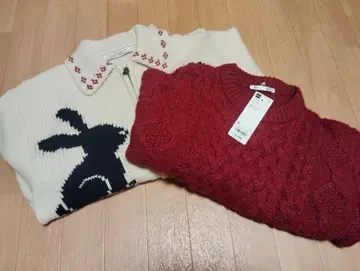 새상품 레어 XS 사이즈 GU by rokh 니트 자켓 2점 니트 세트