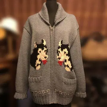 페로우즈 카우친 스웨터 시베리안 허스키 패턴