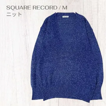 스퀘어 레코드 깊은 V넥 니트 스웨터 M 일본제 루즈핏 캐주얼 가을/겨울
