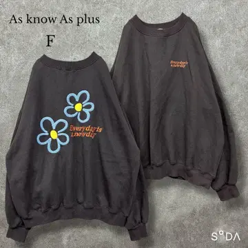 아즈노우아즈 플러스 [ F ] 꽃무늬 모티브 자수 맨투맨 풀오버 속기모