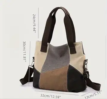 새상품 여성용 숄더백 컬러 블록 토트백 캔버스 a4