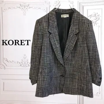 고급 [콜레트] 테일러드 자켓 [F] 블랙 화이트 체크 실크 울