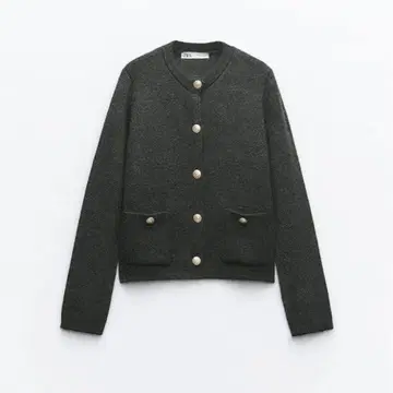 ZARA 골드 버튼 니트 가디건 자켓 그레이 M 워셔블