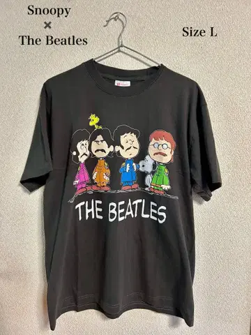 스누피 x 비틀즈 콜라보 T셔츠 size L 미사용 새상품
