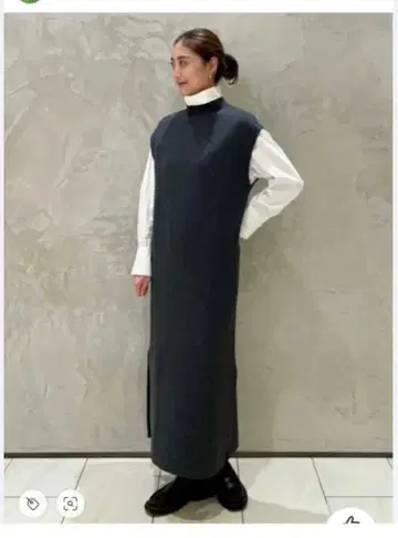 CABaN 코튼 캐시미어 슬리브리스 롱 드레스 그레이