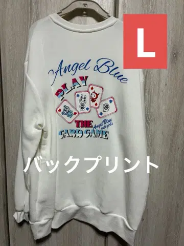 엔젤 블루 카드 게임 프린트 맨투맨 L 화이트 엔젤