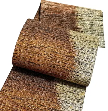 A 171 새상품급 후쿠로 오비 전 통 패턴 금실 순수 실크 기모노