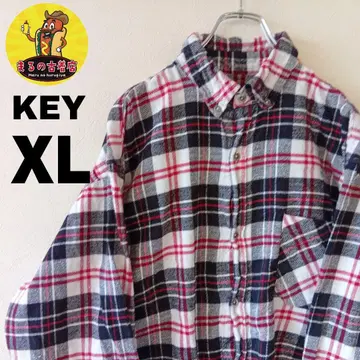 USA 구제 의류 KEY 플란넬 셔츠 XL 블랙 화이트 체크