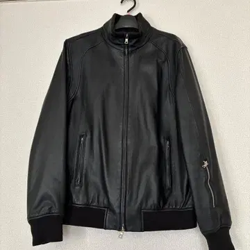 블랙 가죽 자켓 집업