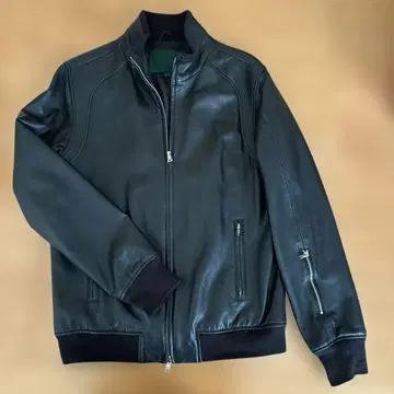 블랙 가죽 자켓 집업