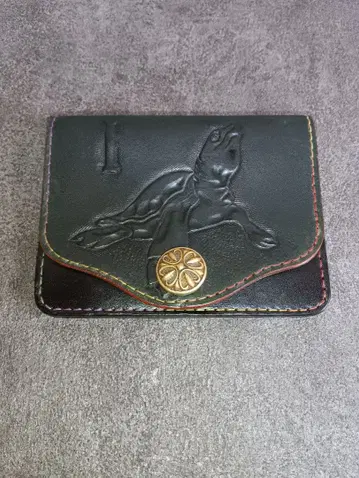 가죽 카빙 거북이 코인 케이스